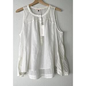 NWT Rebecca Taylor Womens Sleeveless Sheer Blouse White/Ivory Metallic Thread 6